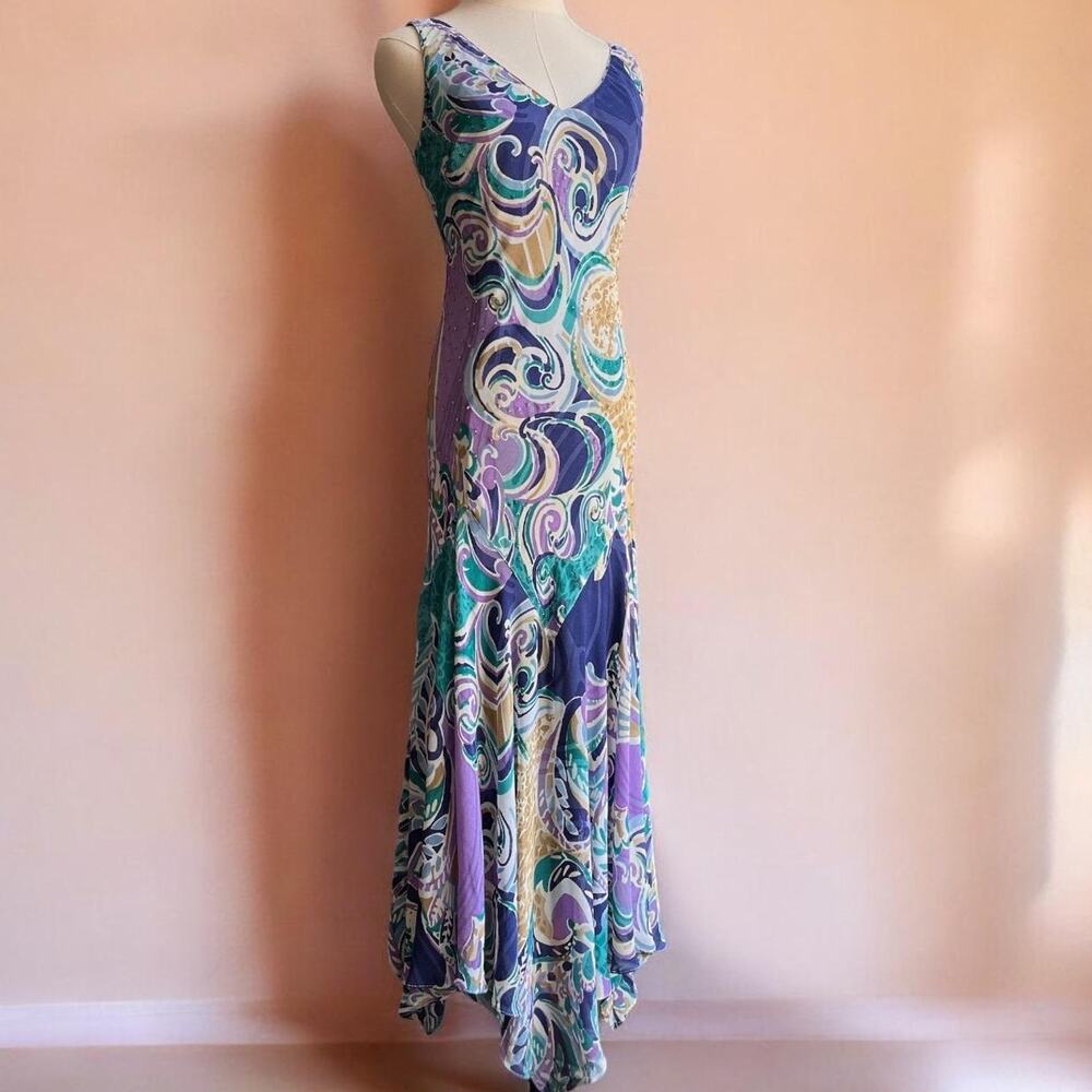 Vintage Purple Teal Swirl Maxi Dress